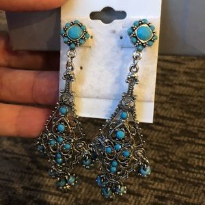 Silver and turquoise fashion earrings